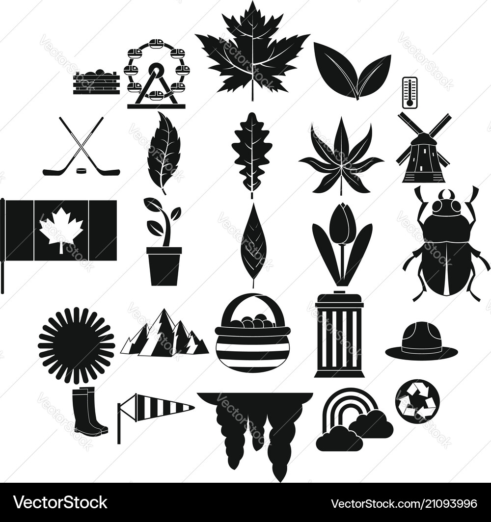 Leaf icons set simple style Leaf icons set simple style vector image