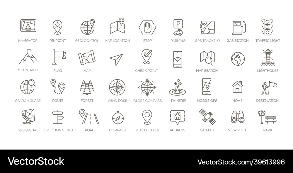 Navigation & Location GPS Icons vector image