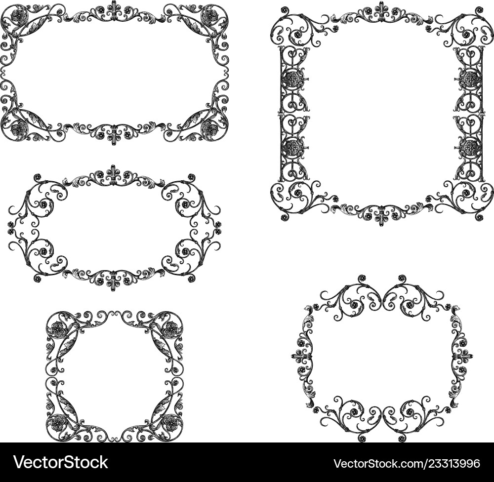 Ornate Decorative Frames Set Vector Image