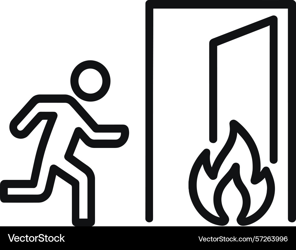 Person running towards an exit with fire Person running towards an exit with fire vector image