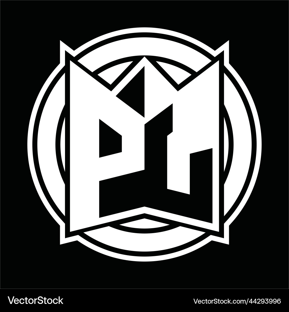 Pl logo monogram circle rounded design Vector Image