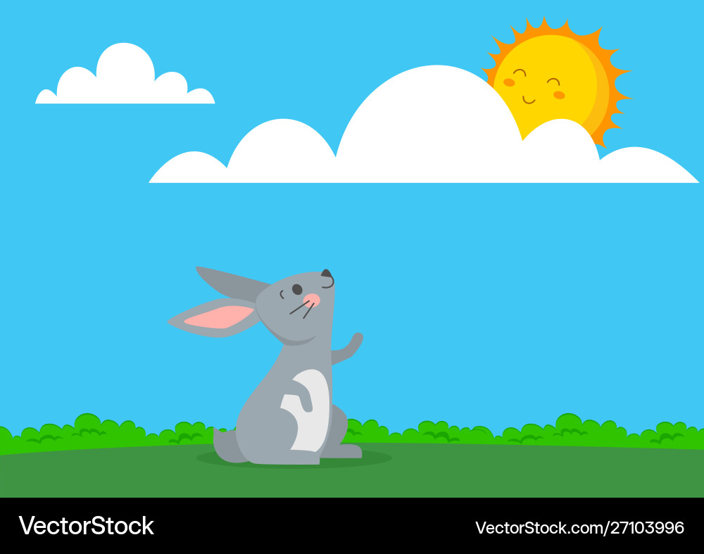 Rabbit looking at sun Rabbit looking at sun vector image