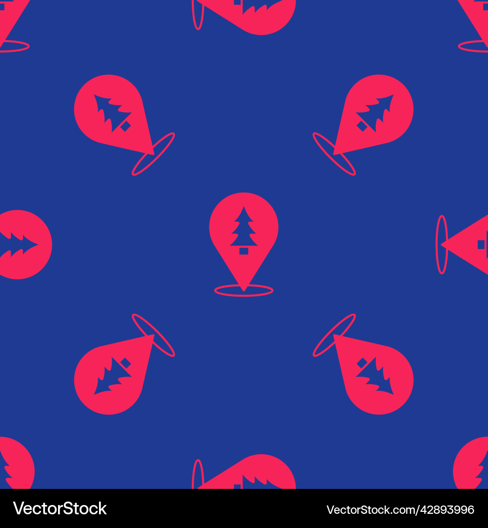 Red location of the forest on a map icon isolated vector image