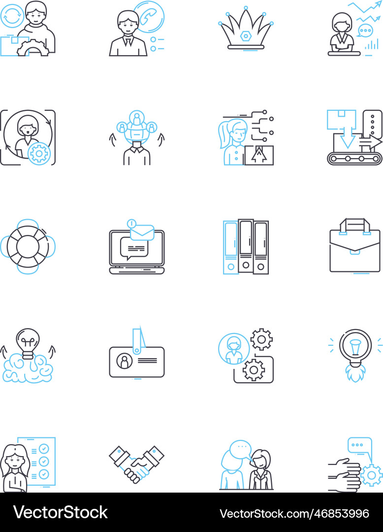 Resource management linear icons set allocation Resource management linear icons set allocation vector image