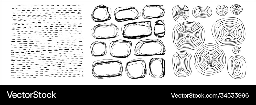 Retro Circle & Line Motif Set Vector Image