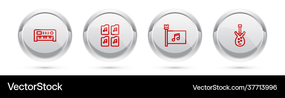 Set line music synthesizer file document Set line music synthesizer file document vector image