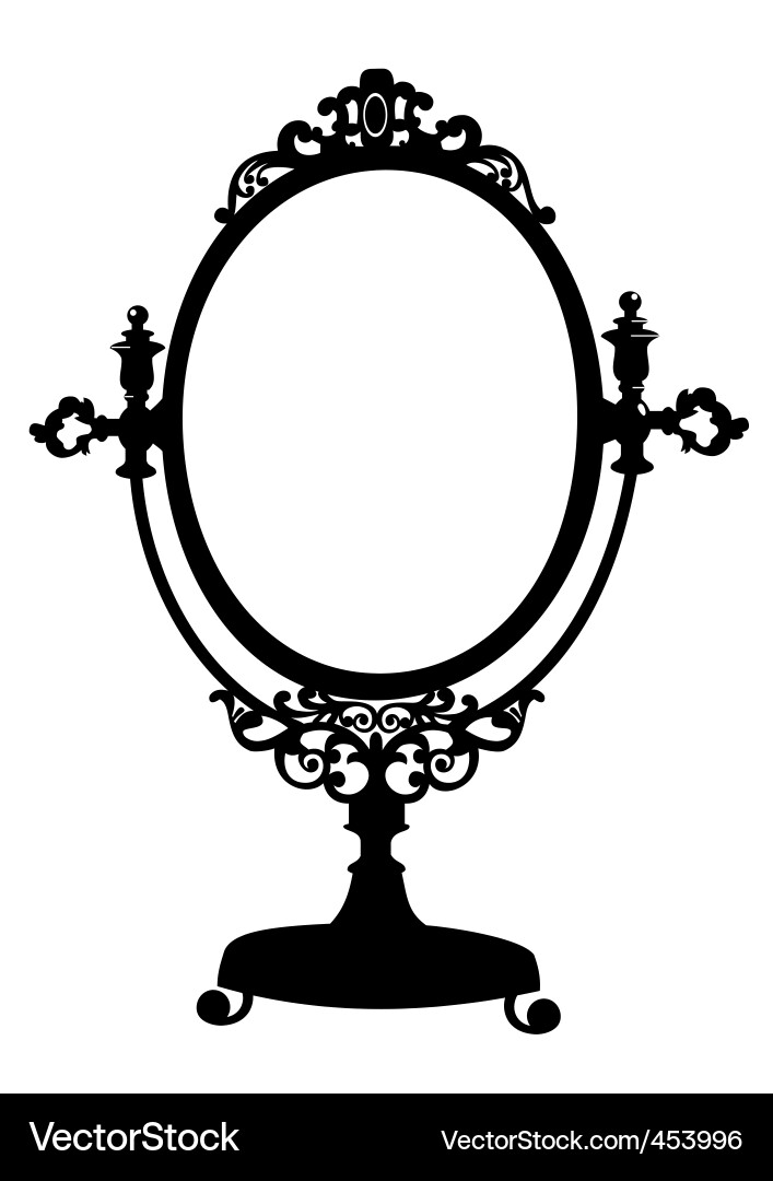 Silhouette of antique mirror vector image