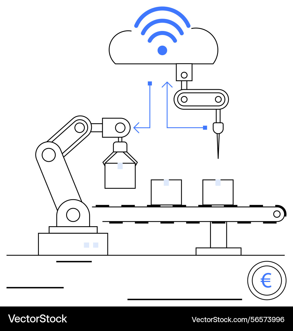 Smart factory automation with robotic arms Smart factory automation with robotic arms vector image