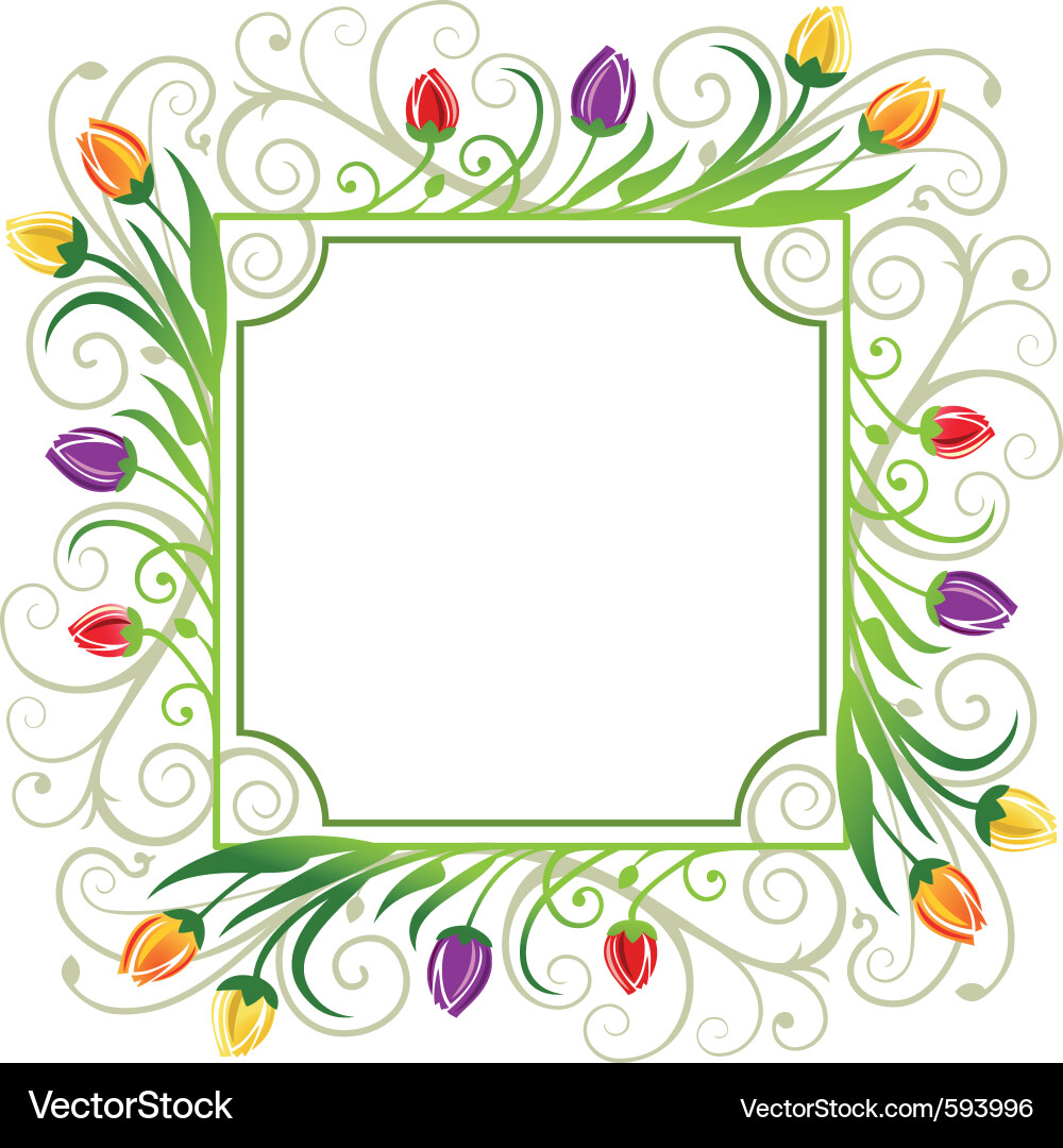 Spring Tulip Frame Vector Image