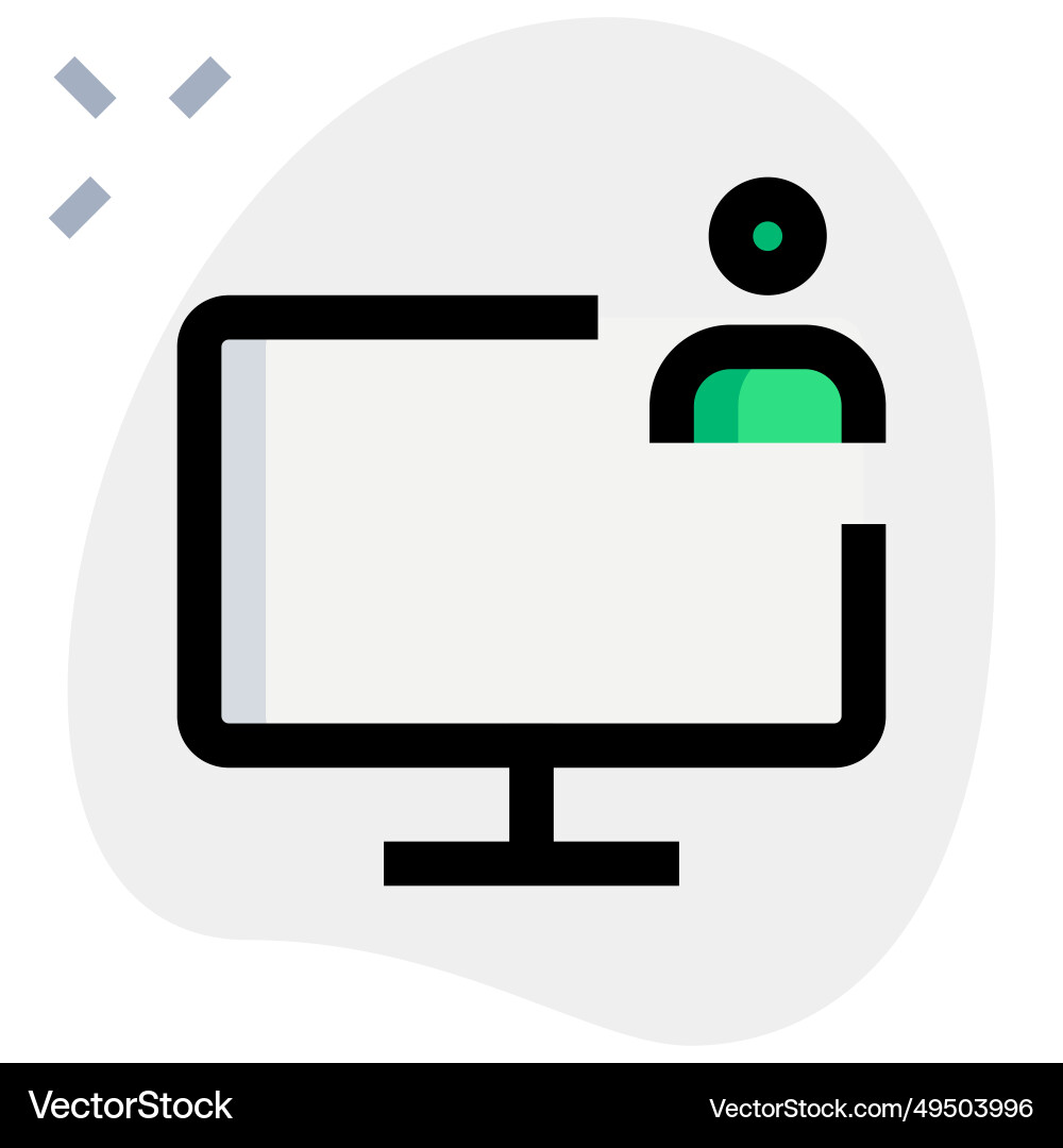 User actively utilizing the monitor for tasks vector image