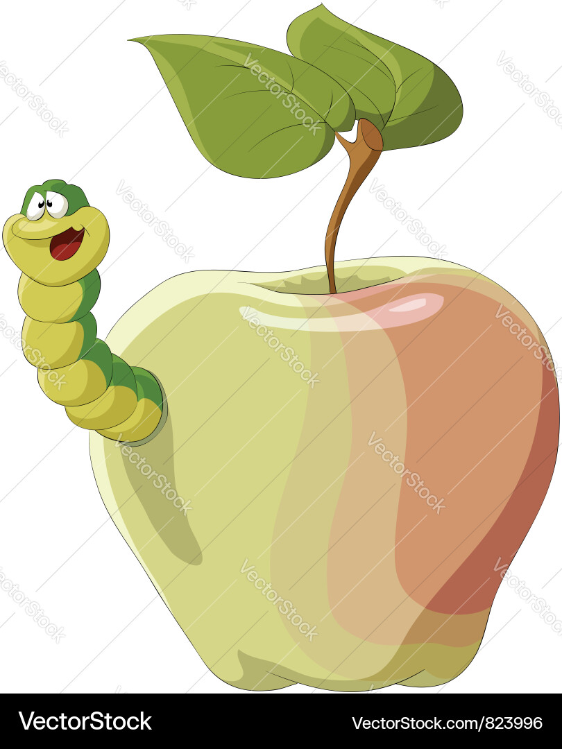 Worm in Apple Vector Image