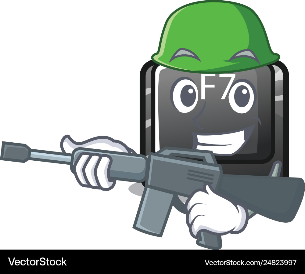 Army f7 button installed on cartoon keyboard vector image