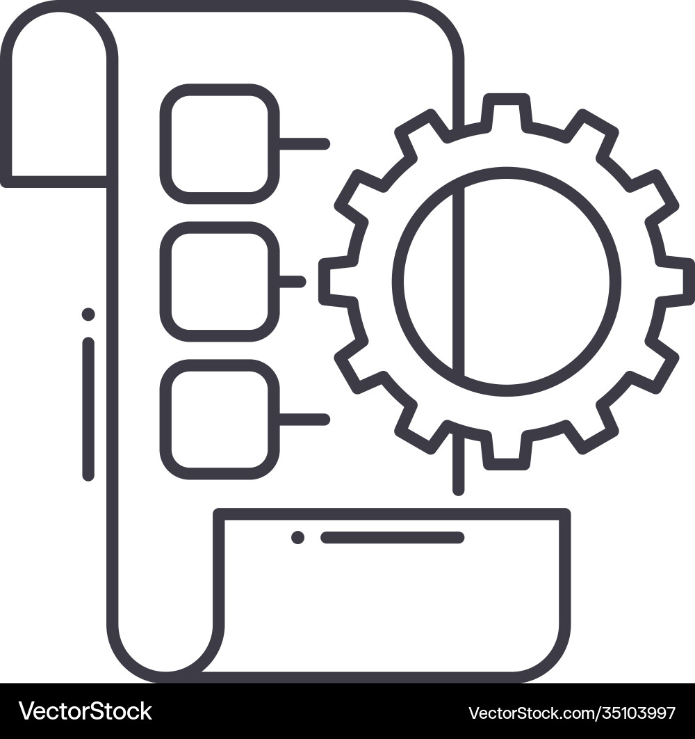 Implementation planning icon linear isolated Implementation planning icon linear isolated vector image