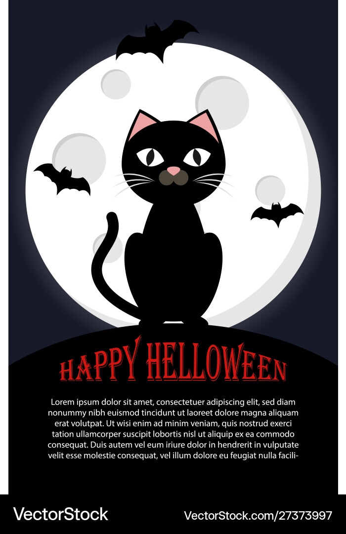 Katze sitzt gegen Vollmond glücklich halloween Katze sitzt gegen Vollmond glücklich halloween vektorbild