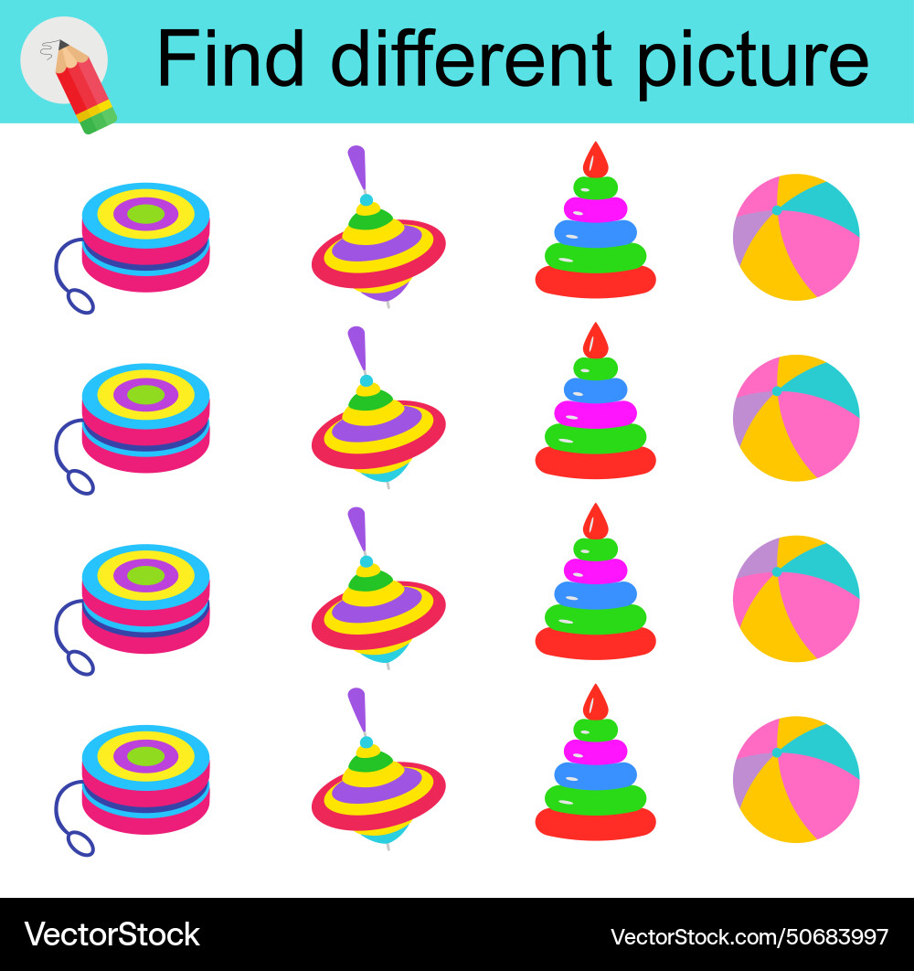 Logic game for children find different picture Logic game for children find different picture vector image