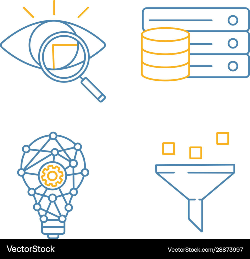 Machine Learning Farbe lineare Icons gesetzt Machine Learning Farbe lineare Icons gesetzt vektorbild