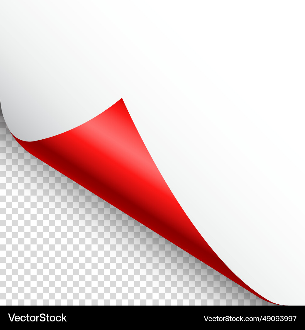 Red paper curl curled page corner with shadow Red paper curl curled page corner with shadow vector image