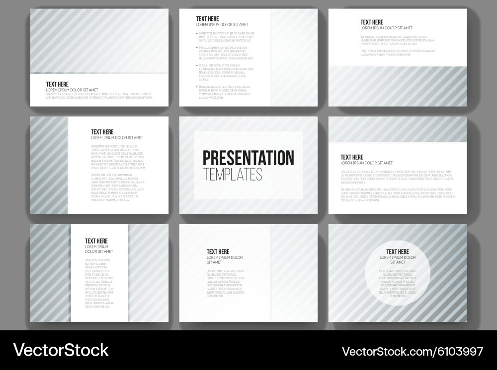 Set of 9 templates for presentation slides Vector Image