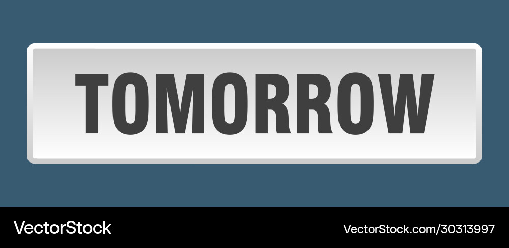 Tomorrow button square white push vector image