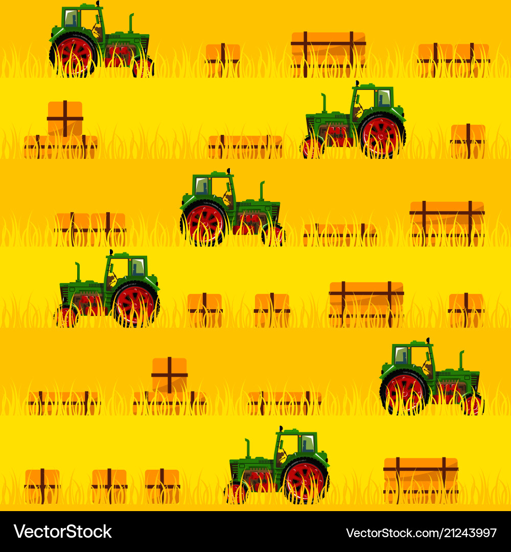 Tractor in the field seamless pattern Vector Image