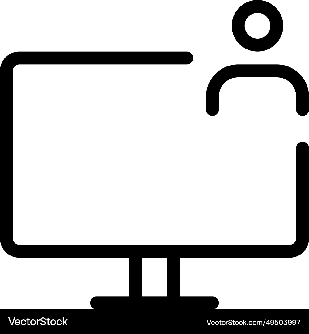 User actively utilizing the monitor for tasks vector image