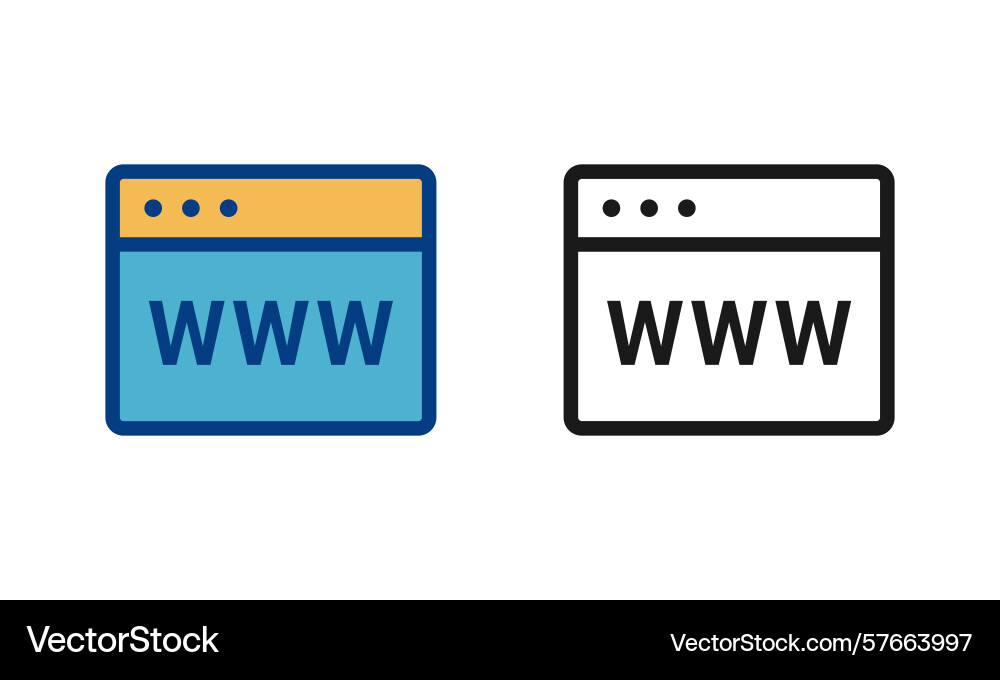 Web browser icons a window with www Web browser icons a window with www Vector Image