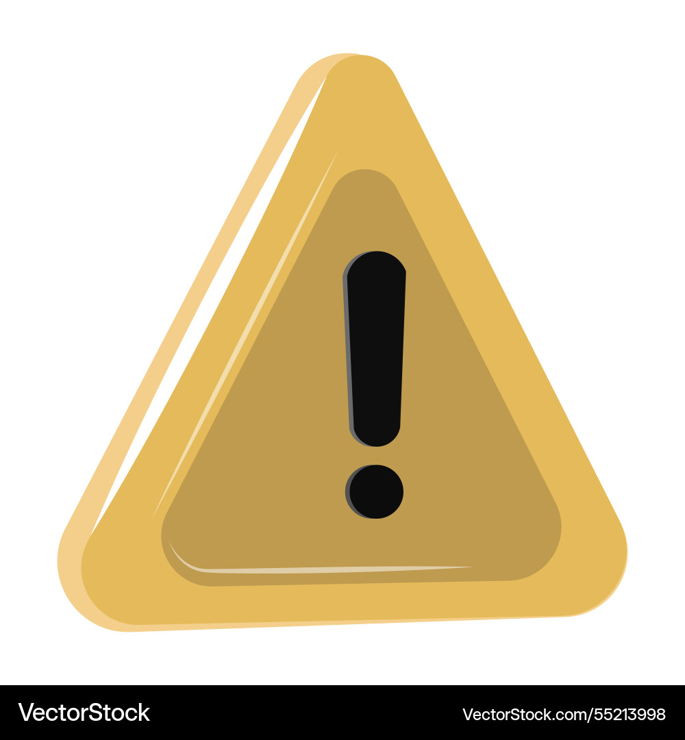 3d yellow warning exclamation icon Royalty Free Vector Image