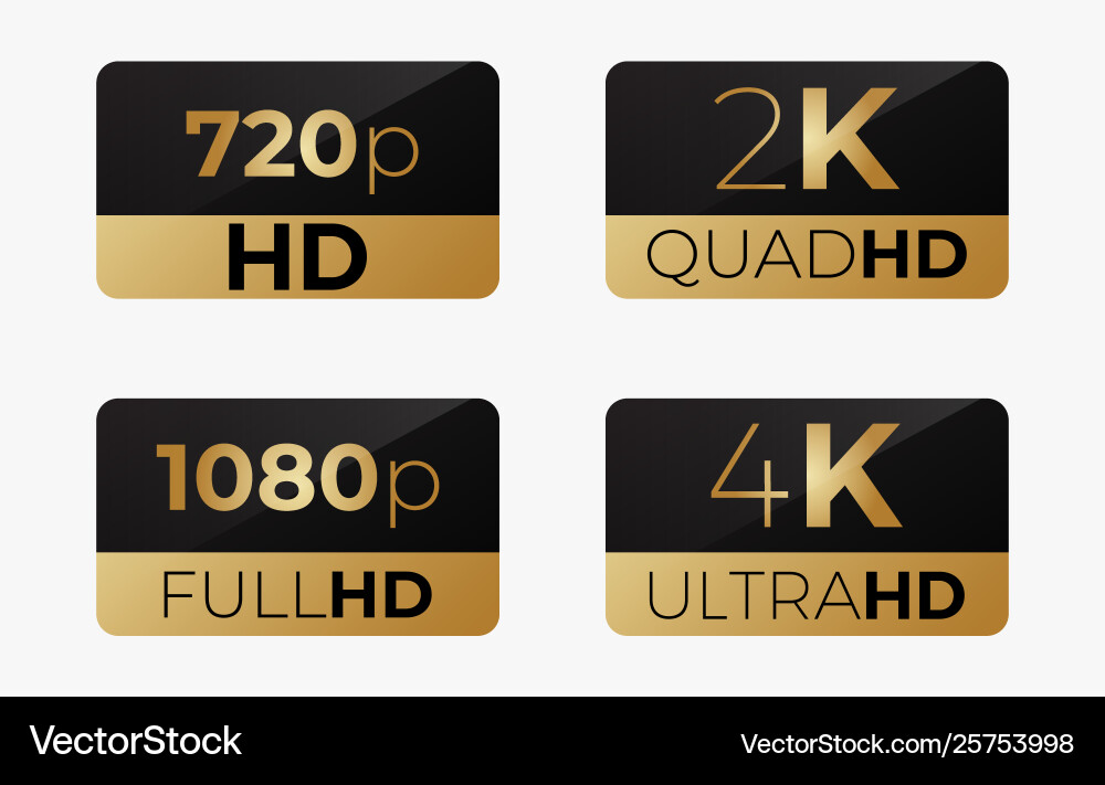 4K UHD Resolution Display Icons Vector Image