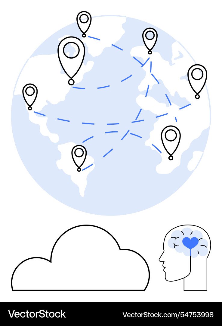 Abstract global network connection between points Abstract global network connection between points Vector Image