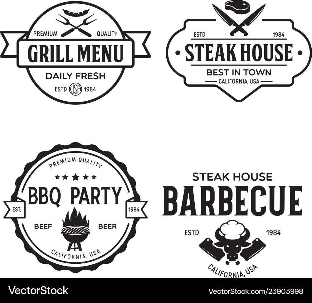 Barbecue & Steak Restaurant Logo Vector Image