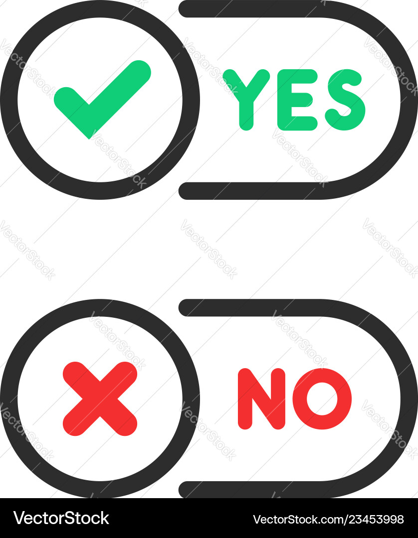 Check marks yes and no ui button Check marks yes and no ui button vector image