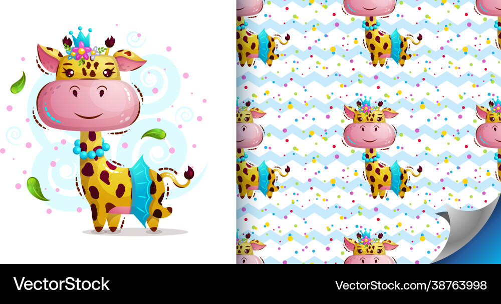 Cute princess girl giraffe in crown beads Cute princess girl giraffe in crown beads vector image