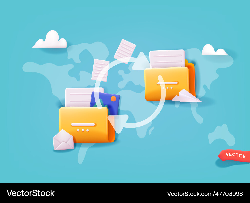 File transfer files transferred encrypted form vector image