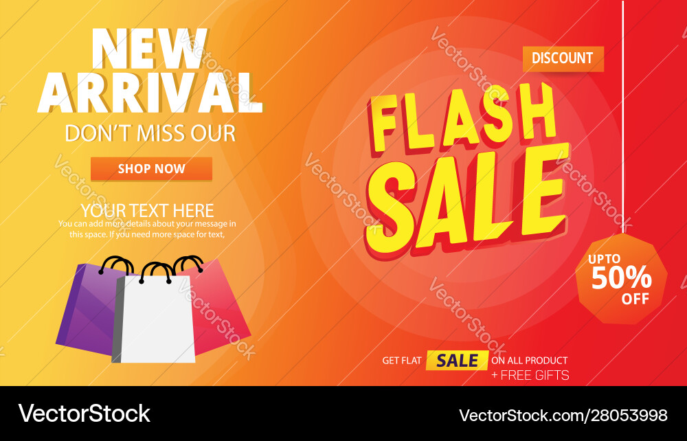 Flash sale banner template with shopping bag new Flash sale banner template with shopping bag new vector image