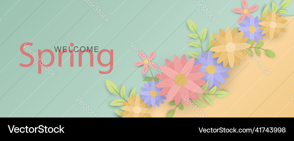 Hand drawn spring flower banner Hand drawn spring flower banner vector image