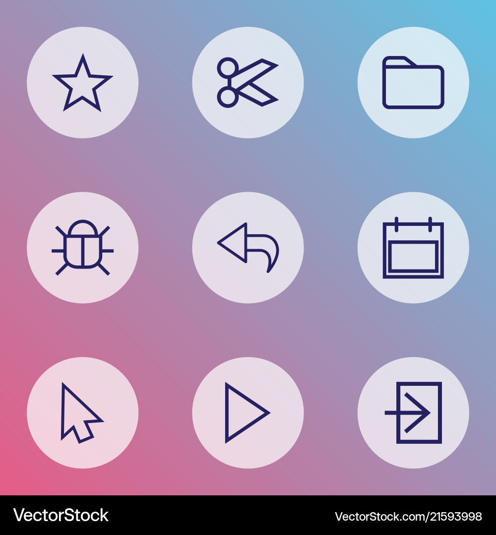 Interface icons line style set with date star Interface icons line style set with date star vector image