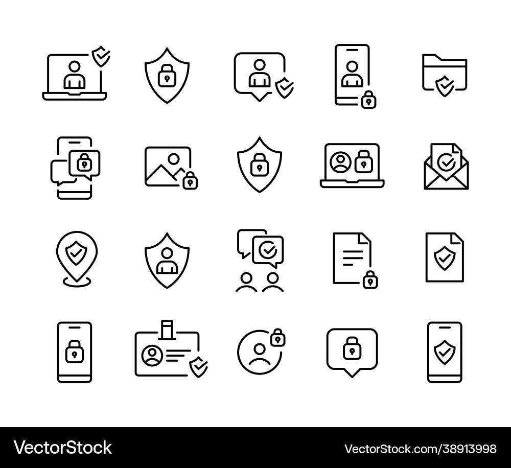 Internet and computer security icons shield Internet and computer security icons shield vector image