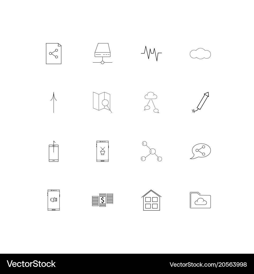 Internet of things simple linear icons set vector image