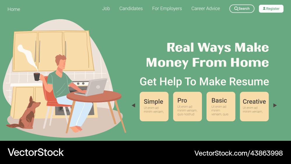 Real ways make money from home resume web Real ways make money from home resume web vector image