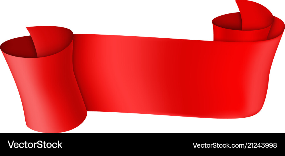 Red scroll 3d shiny banner vector image