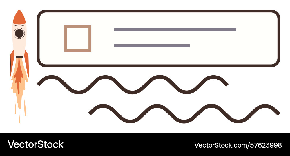 Rocket launching next to navigation bar with wavy Rocket launching next to navigation bar with wavy vector image