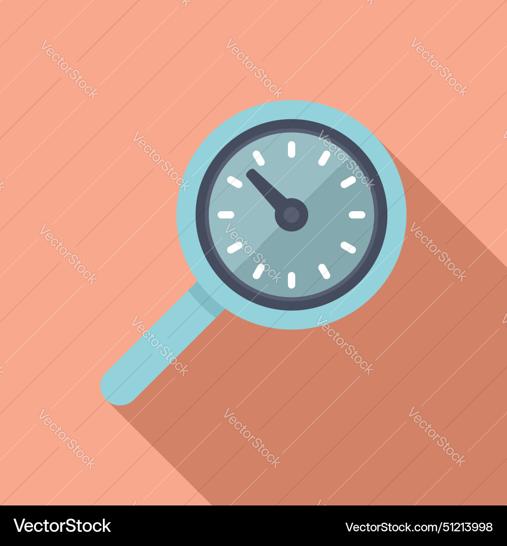 Search time duration icon flat fixed event Search time duration icon flat fixed event vector image