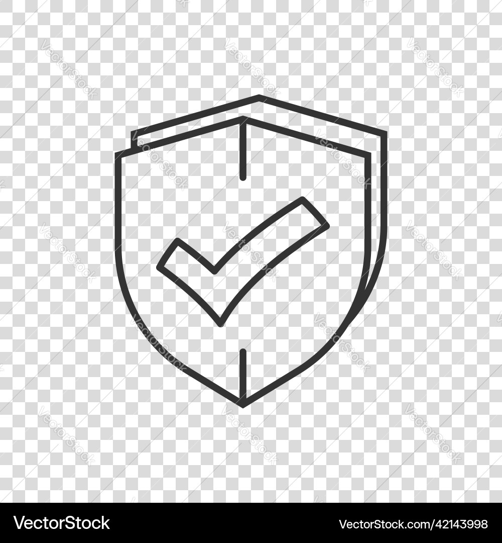 Shield with check mark icon in flat style protect Vector Image