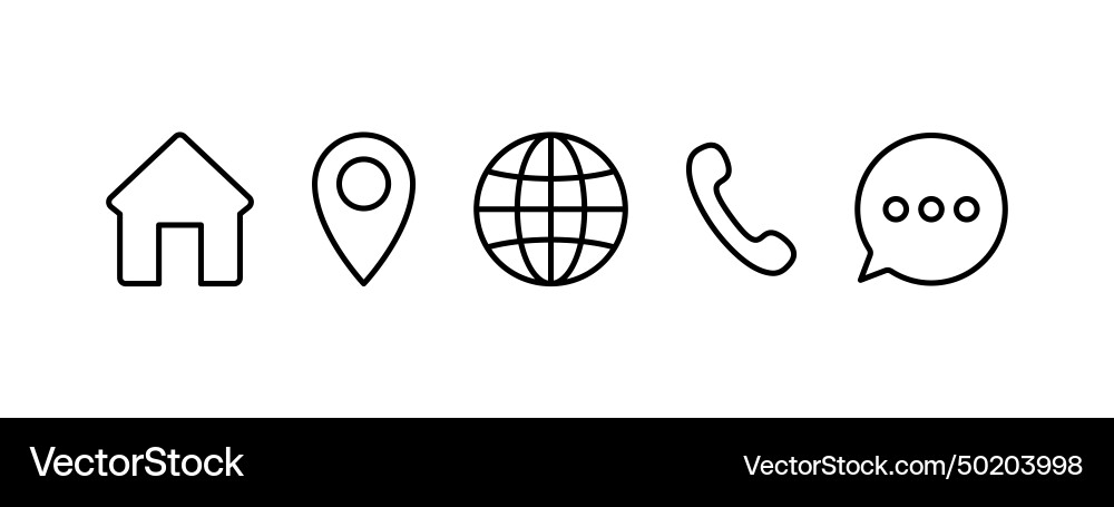 Web icons set linear of contact information Web icons set linear of contact information vector image