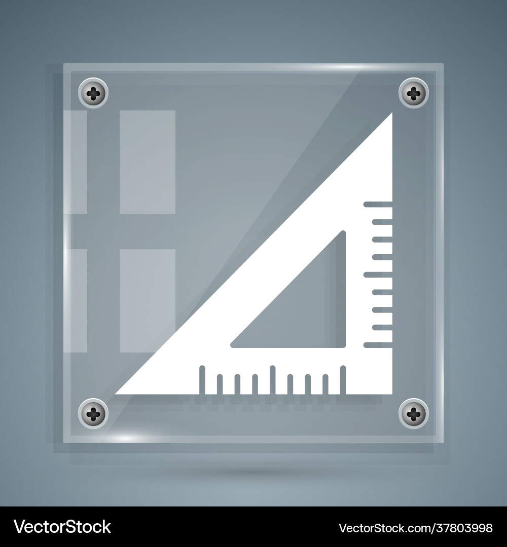 White triangular ruler icon isolated on grey White triangular ruler icon isolated on grey vector image