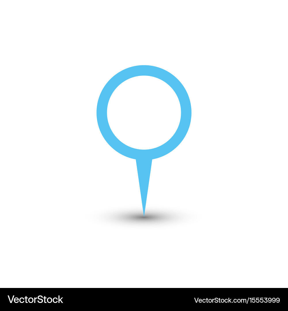 Blue map pointer with dropped shadow on white vector image