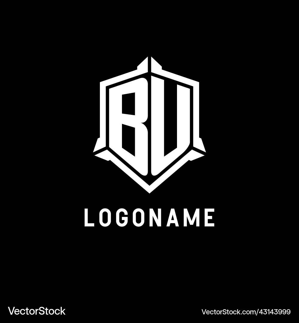 Bu logo initial with shield shape design style Bu logo initial with shield shape design style Vector Image