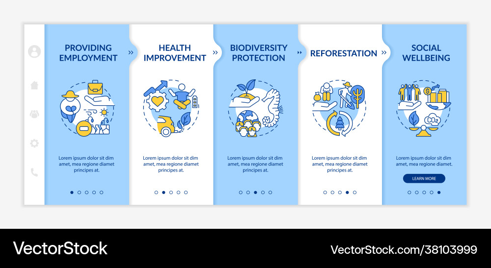 Carbon offsetting advantages onboarding template Carbon offsetting advantages onboarding template vector image