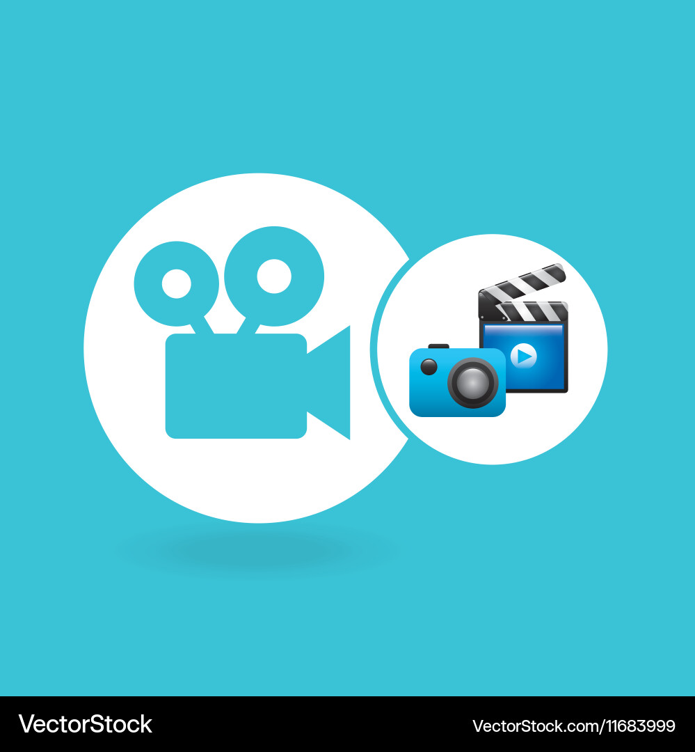 Clapper camera video player concept design vector image