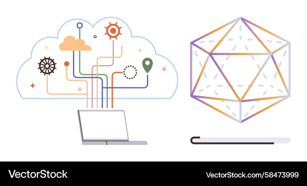 Data Flow & Cloud Computing Vector Image